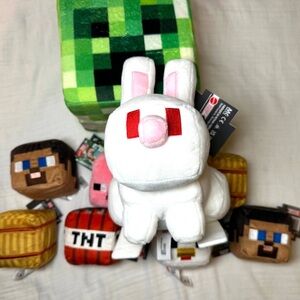 Minecraft Lot Toys Of Steve Pig TNT Creeper 3 Inch Figure Cube Blocks Plush Toys